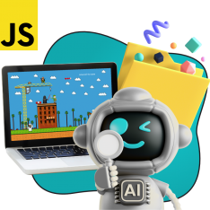 Язык программирования JavaScript + AI. Проектное обучение + геймификация + AI-помощники - КИБЕРшкола программирования для детей, компьютерные курсы для школьников, начинающих и подростков - KIBERone г. Бахчисарай